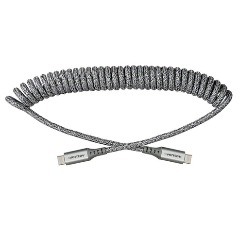 Ventev Charge/Sync Coiled USB-C to USB-C Cable 3ft HC3GRY252383